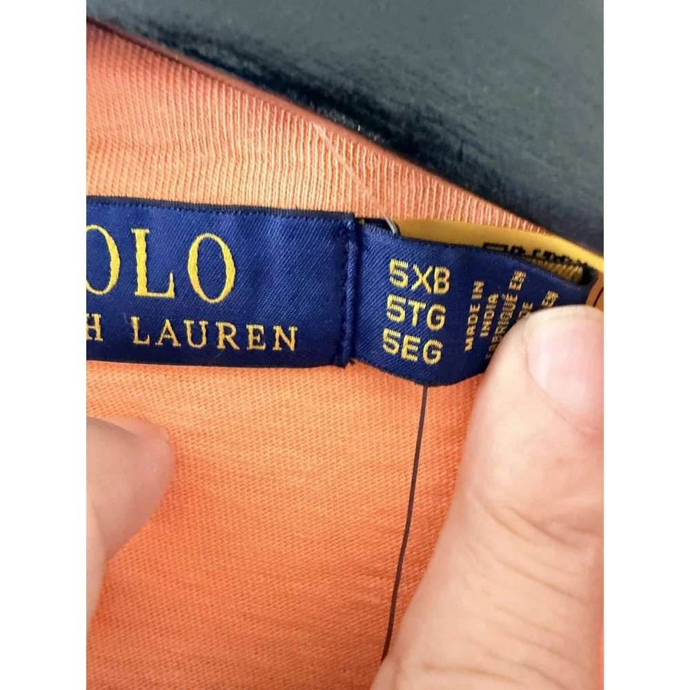 NWT Polo Ralph Lauren Men's Orange Short Sleeve Polo Shirt Pocket Size 5XB $138